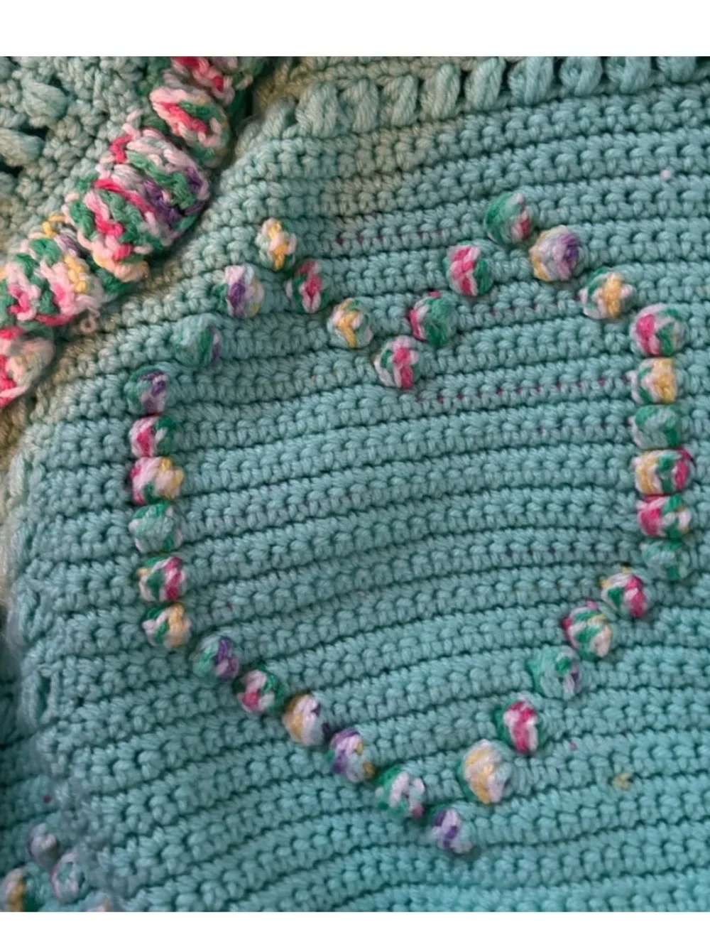 Handmade vintage Crochet Heart Blanket